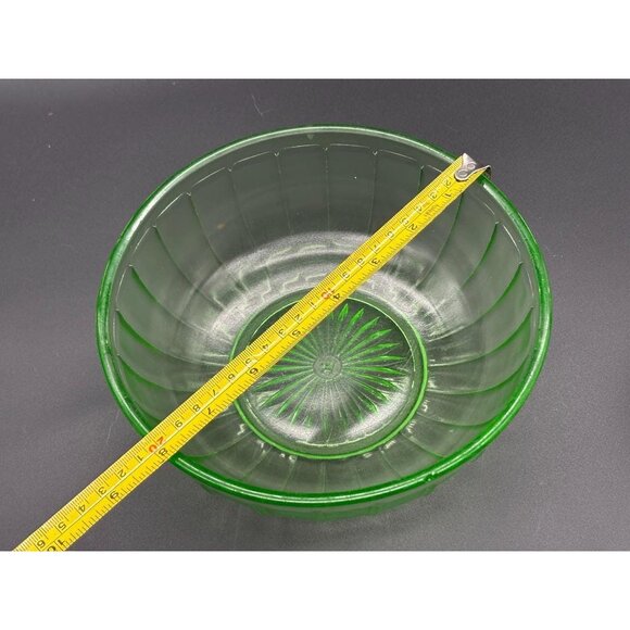 Vintage Uranium Hazel Atlas Vaseline Block Depression Glass Mixing Bowl - Picture 7 of 7